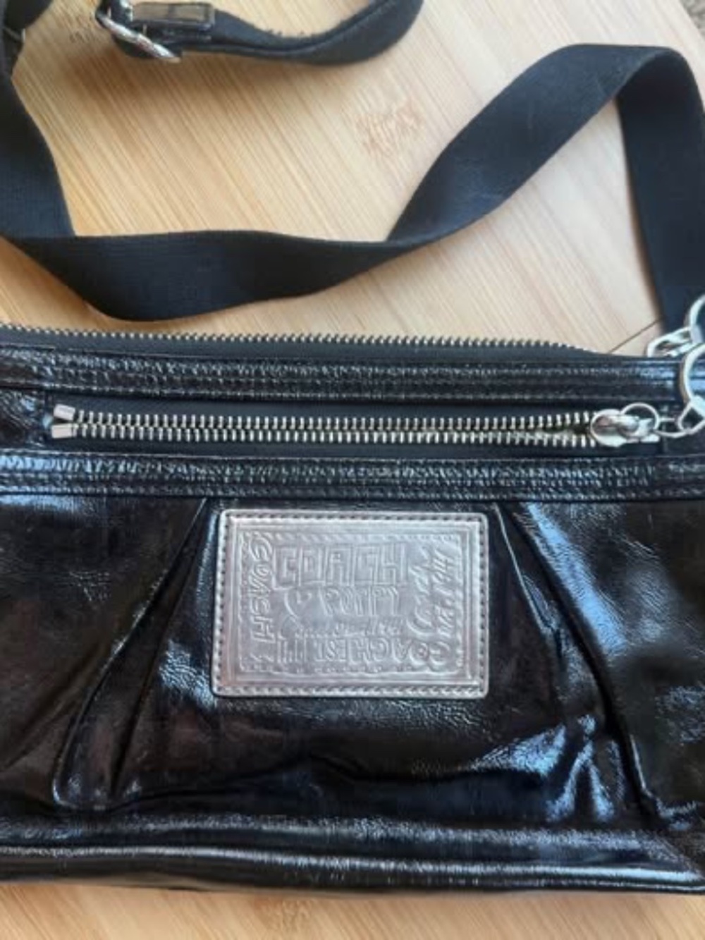 Coach Poppy Black Patent Leather Crossbody Bag